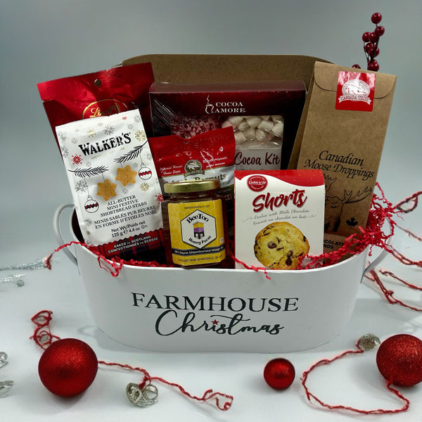 hot cocoa boxed set, shortbread, honey, nuts, almonds, truffles