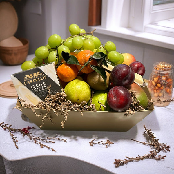 Selection of fresh fruit and cheese.  Condolence fruit baskets in Ottawa.  local ottawa delivery gift baskets