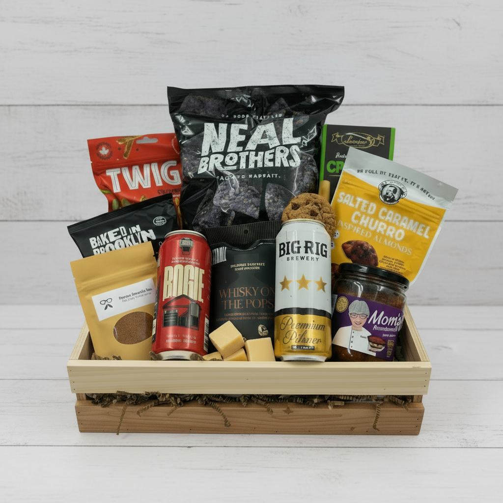 chips, salsa, popcorn, pretzels, breadsticks, 2 beer, nuts, bbq seasonings