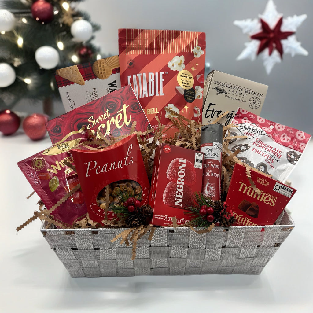 Gourmet Crackers
Eatable Gourmet Popcorn
Wine Gum Candy
Negroni Gummies
Honey Roasted Peanuts
Sweet Box of Chocolates
Shortbread Cookies
Gourmet Potato Chips
Chocolate Peppermint Pretzels
Cocoa-Dusted Chocolate Truffles
Gourmet Cured Sausage