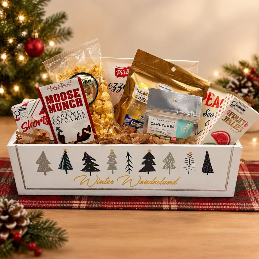 Cookie It Up Gourmet Cookies
Hot Chocolate
Theatre-Style Popcorn
Nougat Candies
Candy Labs Artisan Hard Candies
Peacasa Gourmet Chips
Jelly Belly Candy Box
Additional Assortment of Gourmet Cookies