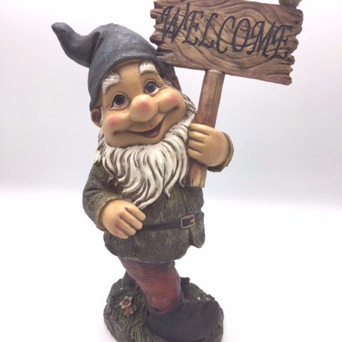 Gnome with Welcome Sign - Not Just Baskets